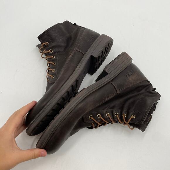 Ugg Dark Brown Leather Lace Up Boots - Picture 7 of 8